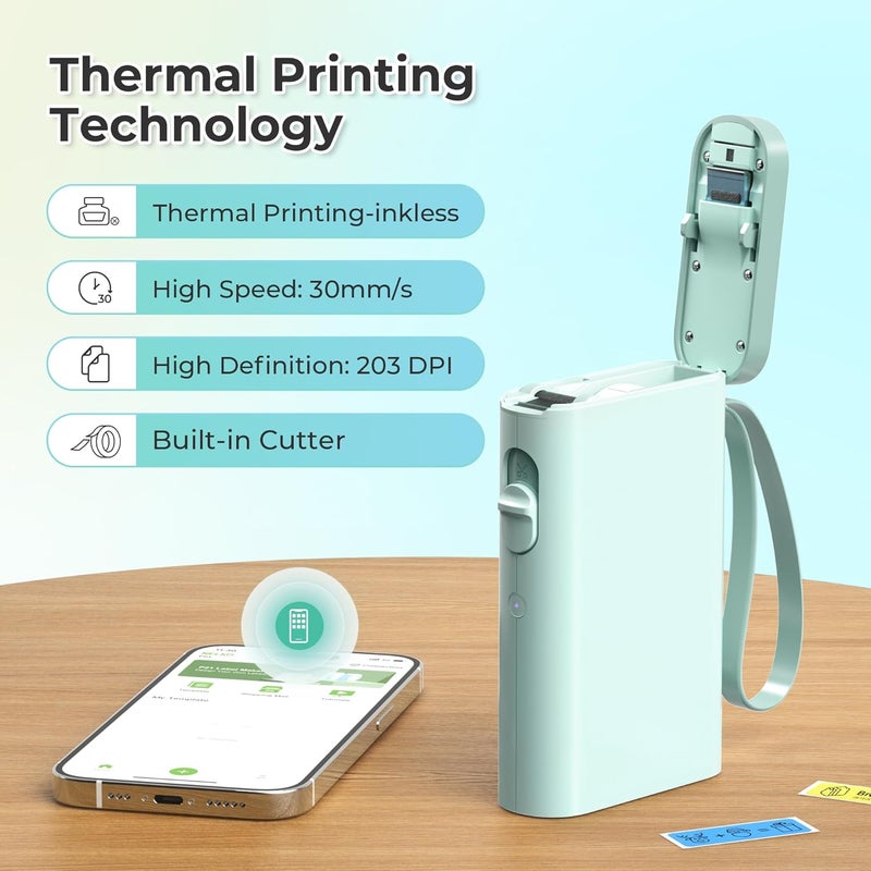 Nelko Label Maker Machine with Tape, P21 Bluetooth Label Printer, Wireless Mini Label Makers with Multiple Templates for Organizing Office Home, Green - Image 5